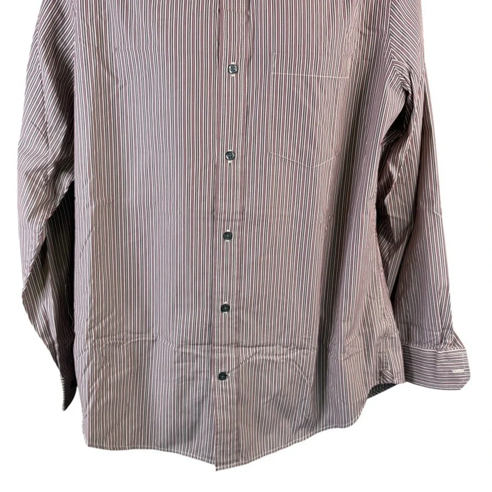 Banana Republic Mens Large Classic Fit Striped Button Down Shirt Burgundy Brown